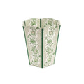 Block-Printed Scalloped Basket - Green Blooming Trellis