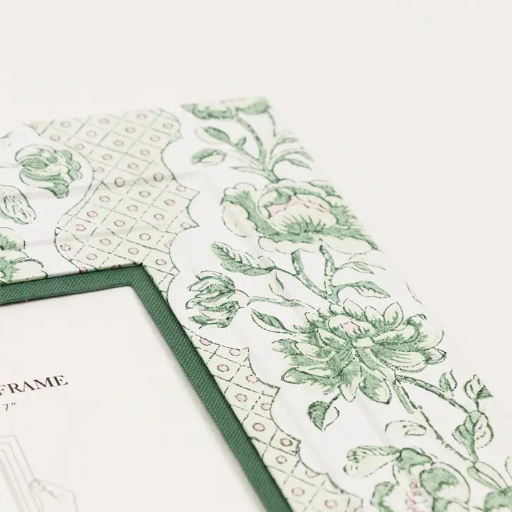 Block Printed Wall Picture Frame - Green Blooming Trellis