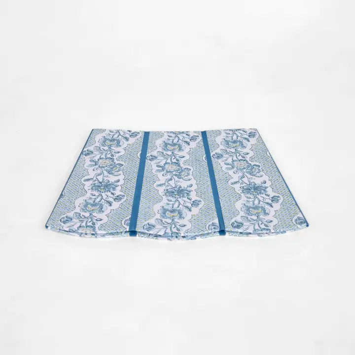 Block Printed Scalloped Collapsible Basket