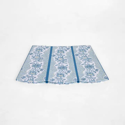 Block Printed Scalloped Collapsible Basket