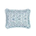 Block Printed Ruffled Cushion Cover- Indigo Blooming Trellis